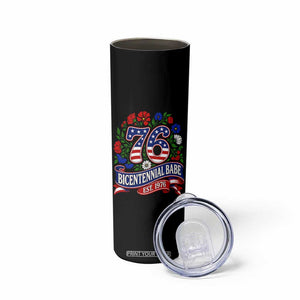 Bicentennial Babe 50th Birthday Skinny Tumbler Vintage 1976 Retro USA Floral