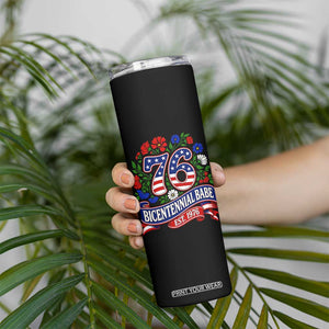 Bicentennial Babe 50th Birthday Skinny Tumbler Vintage 1976 Retro USA Floral