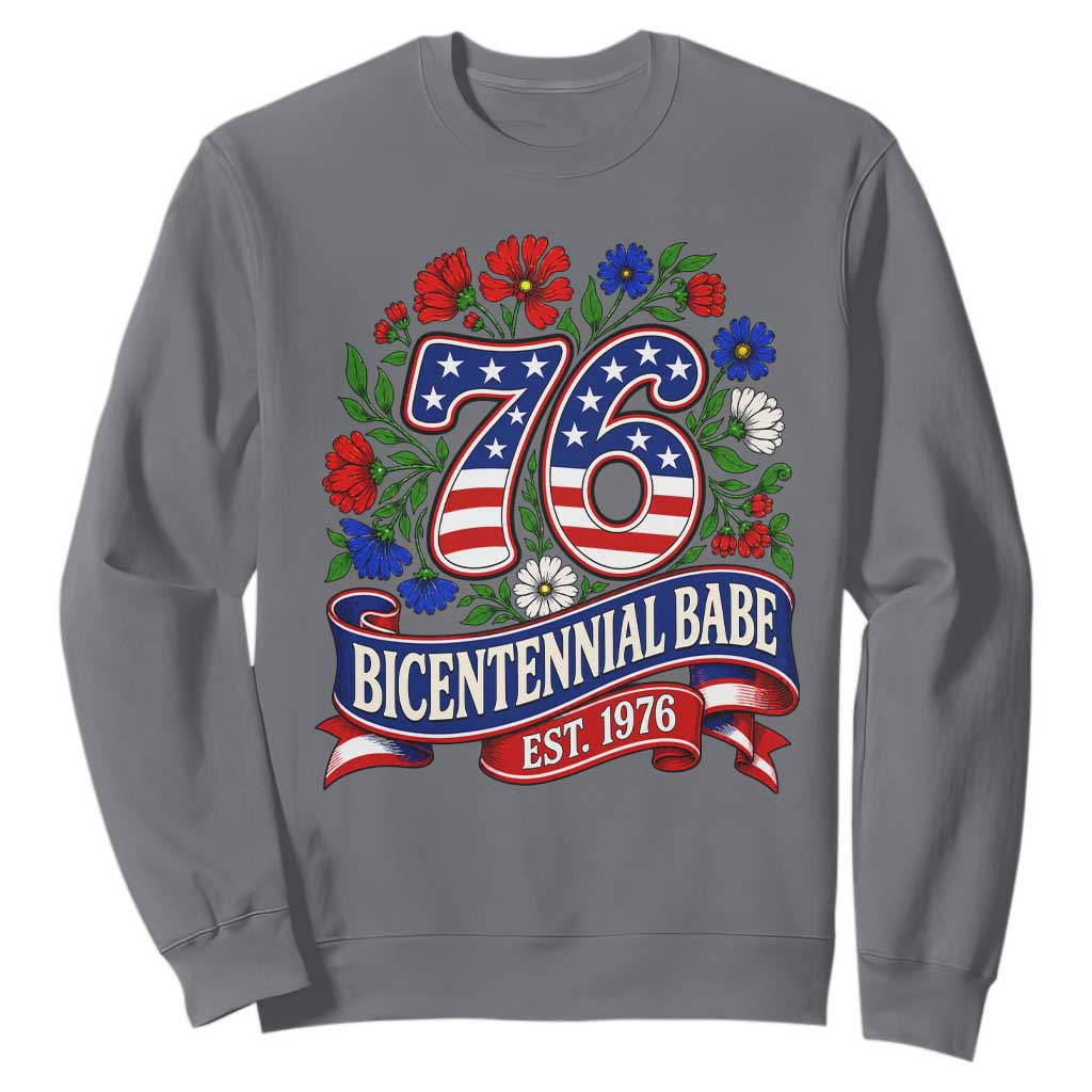 Bicentennial Babe 50th Birthday Sweatshirt Vintage 1976 Retro USA Floral
