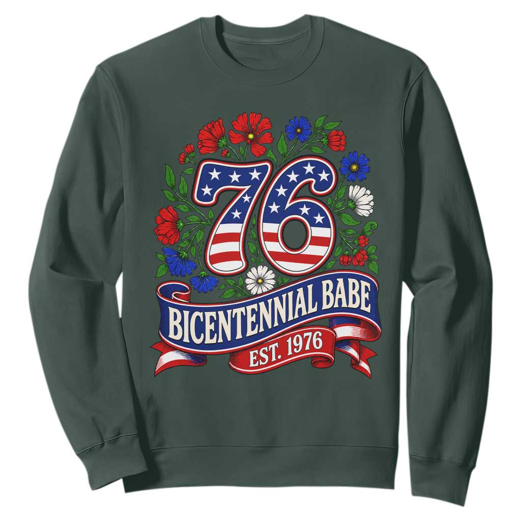 Bicentennial Babe 50th Birthday Sweatshirt Vintage 1976 Retro USA Floral