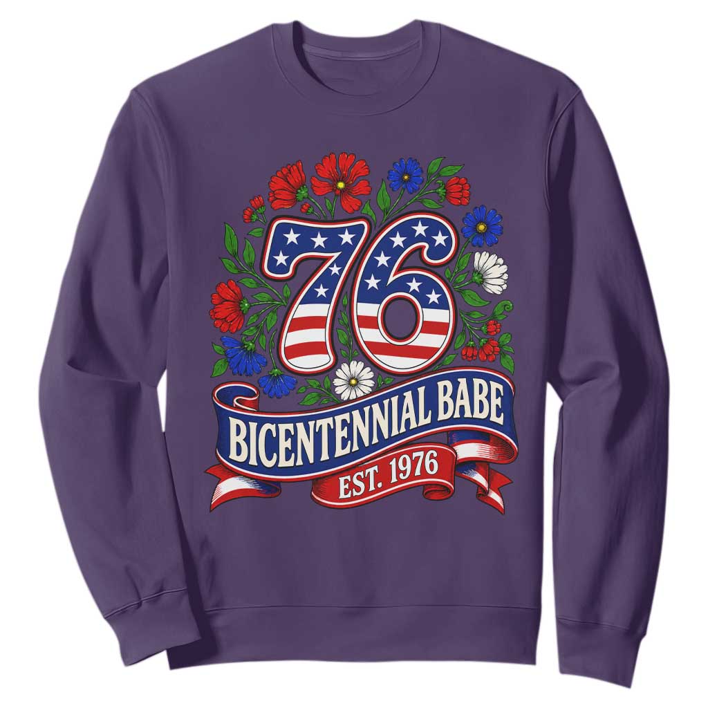 Bicentennial Babe 50th Birthday Sweatshirt Vintage 1976 Retro USA Floral
