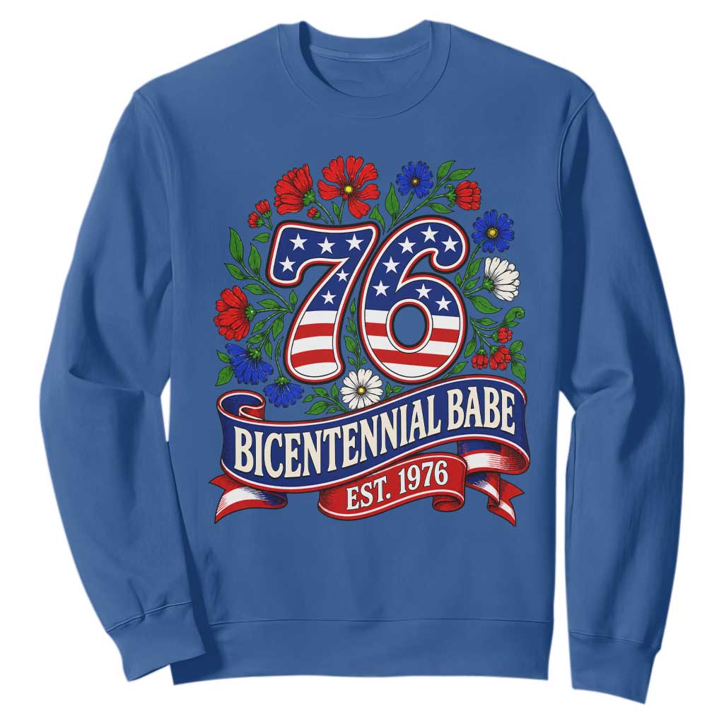 Bicentennial Babe 50th Birthday Sweatshirt Vintage 1976 Retro USA Floral