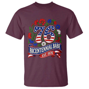 Bicentennial Babe 50th Birthday T Shirt Vintage 1976 Retro USA Floral