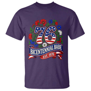 Bicentennial Babe 50th Birthday T Shirt Vintage 1976 Retro USA Floral