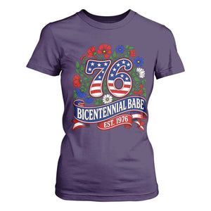 Bicentennial Babe 50th Birthday T Shirt For Women Vintage 1976 Retro USA Floral TS11 Purple Print Your Wear