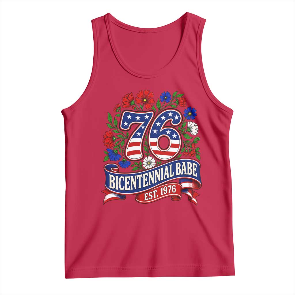 Bicentennial Babe 50th Birthday Tank Top Vintage 1976 Retro USA Floral