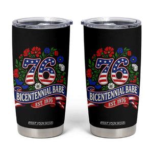 Bicentennial Babe 50th Birthday Tumbler Cup Vintage 1976 Retro USA Floral