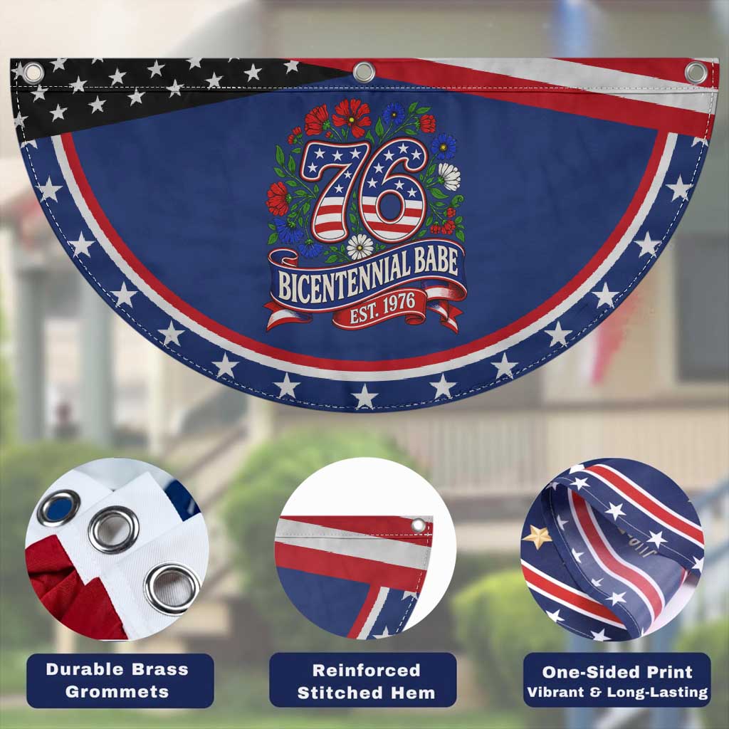 Bicentennial Babe 50th Birthday Patriotic Fan Flag Vintage 1976 Retro USA Floral