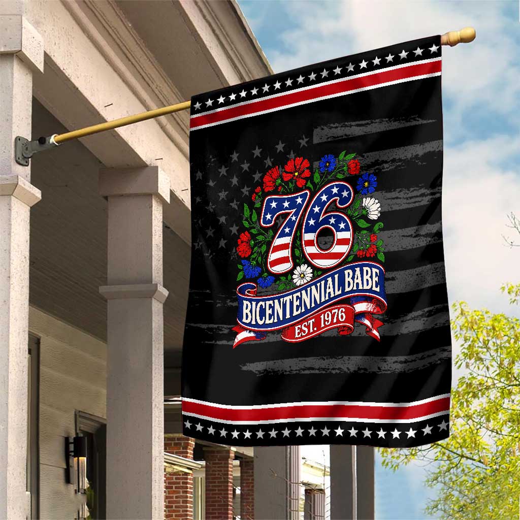 Bicentennial Babe 50th Birthday Patriotic Garden Flag Vintage 1976 Retro USA Floral
