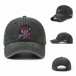 Bicentennial Babe 50th Birthday Washed Cotton Baseball Cap Vintage 1976 Retro USA Floral