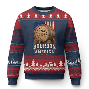 Bourbon Built America 250 Years Ugly Christmas Sweater Patriotic Whiskey 250th Anniversary USA