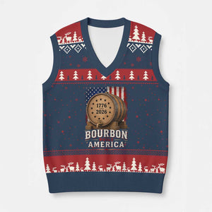 Bourbon Built America 250 Years V-Neck Knit Sweater Vest Patriotic Whiskey 250th Anniversary USA