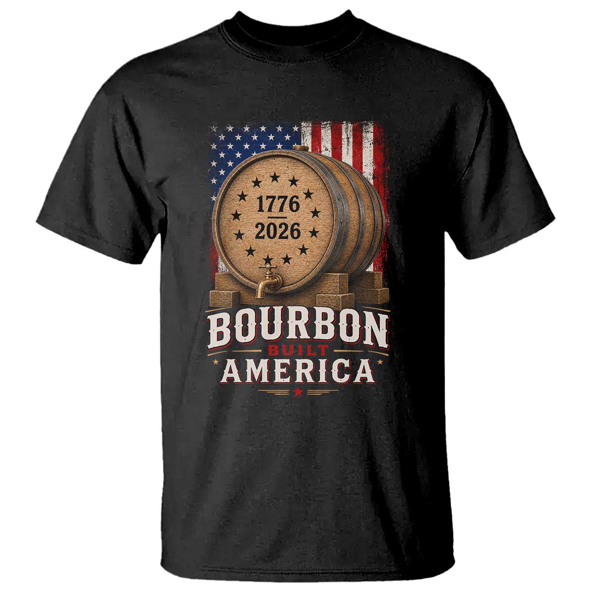 Bourbon Built America 250 Years T Shirt Patriotic Whiskey 250th Anniversary USA