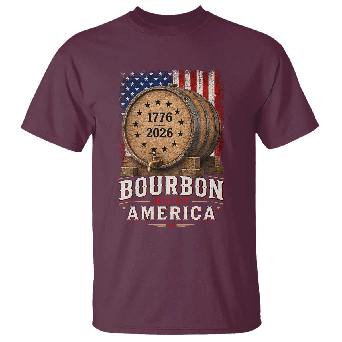 Bourbon Built America 250 Years T Shirt Patriotic Whiskey 250th Anniversary USA