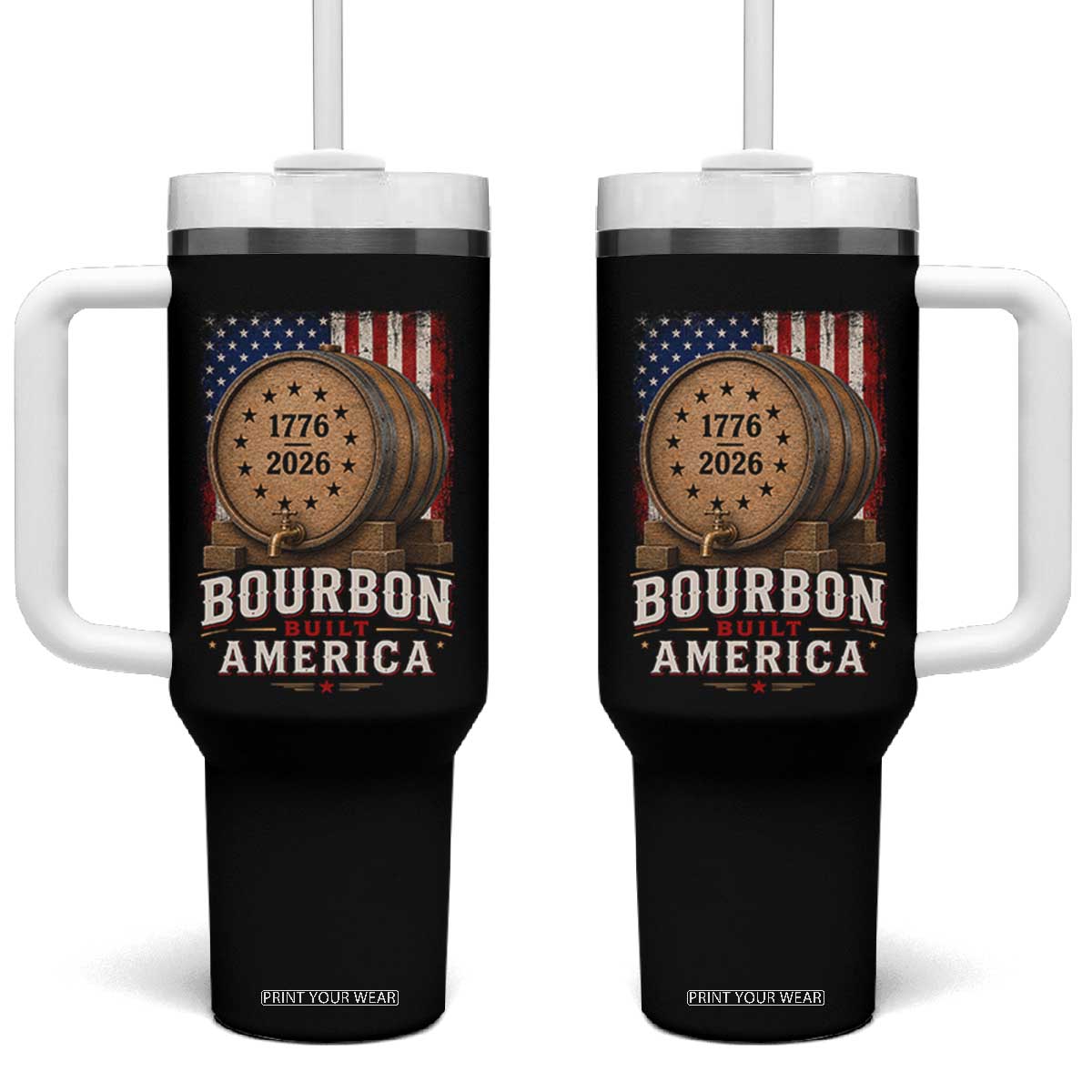 Bourbon Built America 250 Years Tumbler With Handle Patriotic Whiskey 250th Anniversary USA