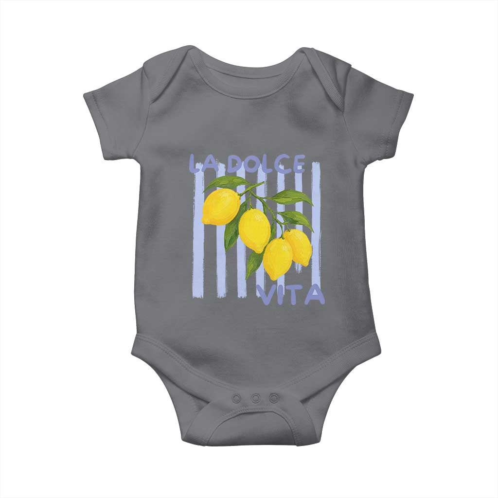 La Dolce Vita Lemon Italian Summer Baby Onesie Blue Striped TS11 Charcoal Print Your Wear