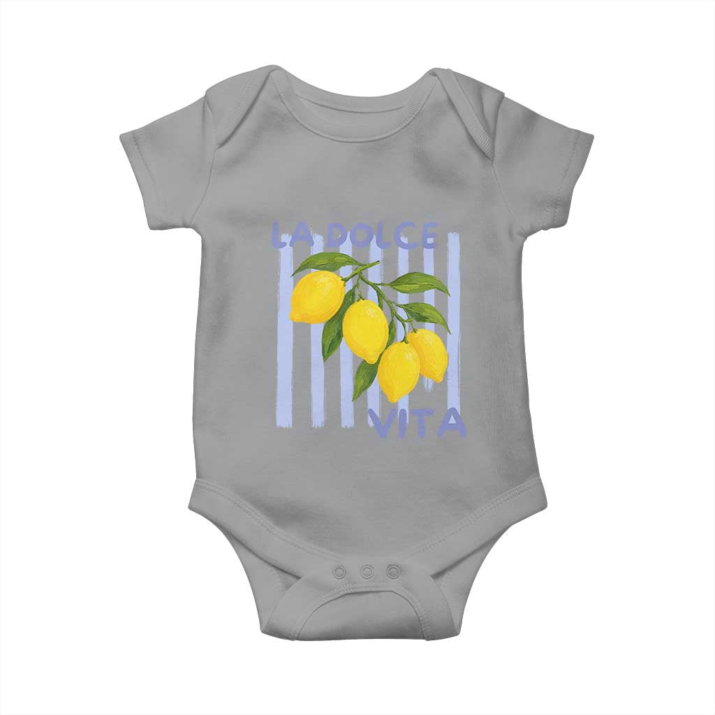 La Dolce Vita Lemon Italian Summer Baby Onesie Blue Striped TS11 Sport Gray Print Your Wear