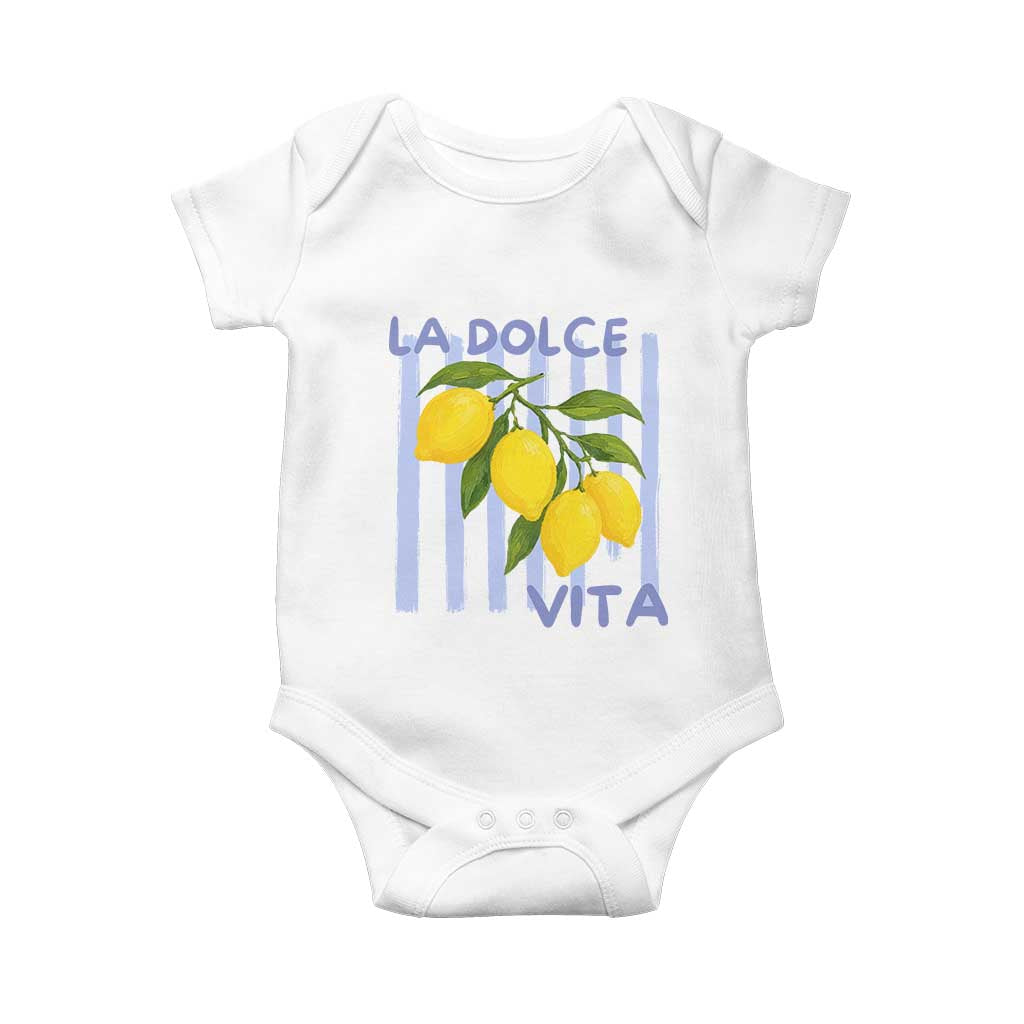 La Dolce Vita Lemon Italian Summer Baby Onesie Blue Striped TS11 White Print Your Wear