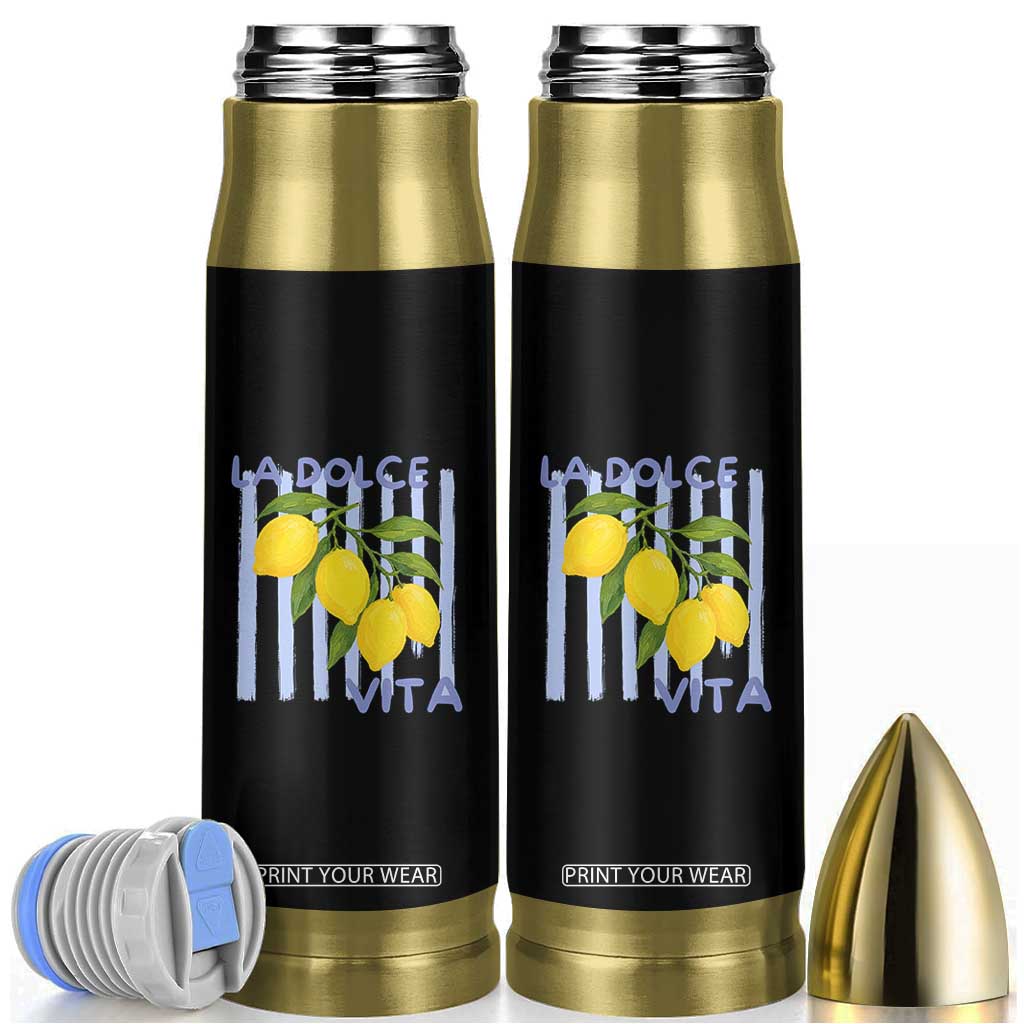 La Dolce Vita Lemon Italian Summer Bullet Tumbler Blue Striped TS11 White Print Your Wear