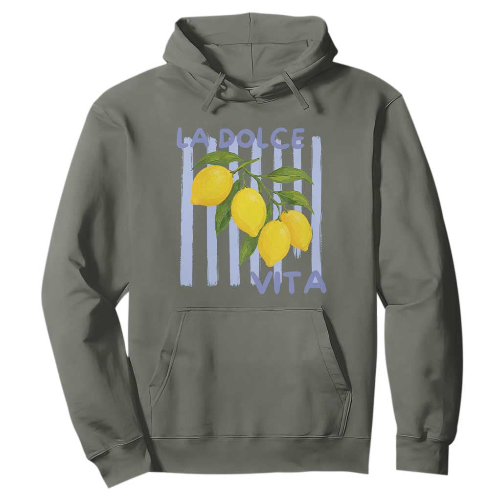 La Dolce Vita Lemon Italian Summer Hoodie Blue Striped TS11 Military Green Print Your Wear