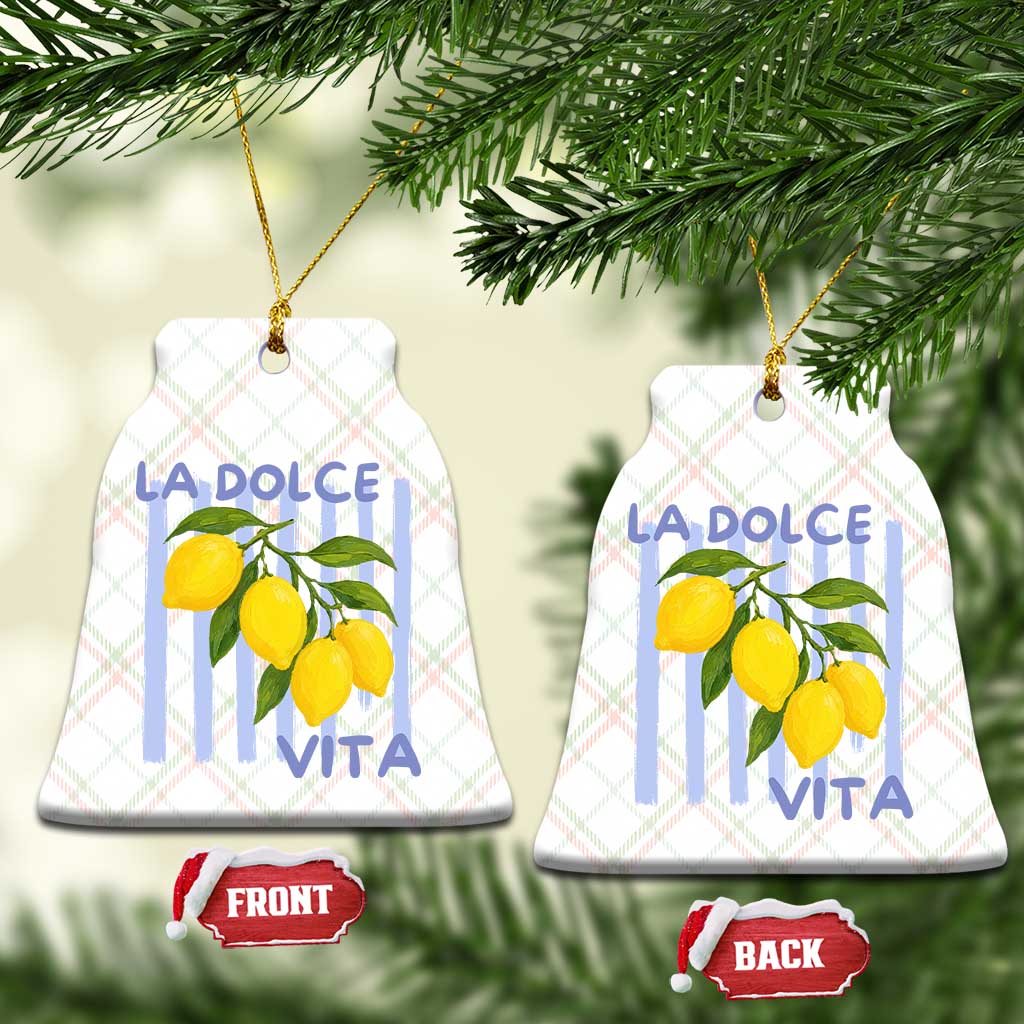 La Dolce Vita Lemon Italian Summer Ceramic Ornament Blue Striped TS11 Print Your Wear