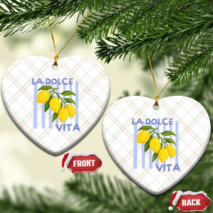 La Dolce Vita Lemon Italian Summer Ceramic Ornament Blue Striped TS11 Print Your Wear