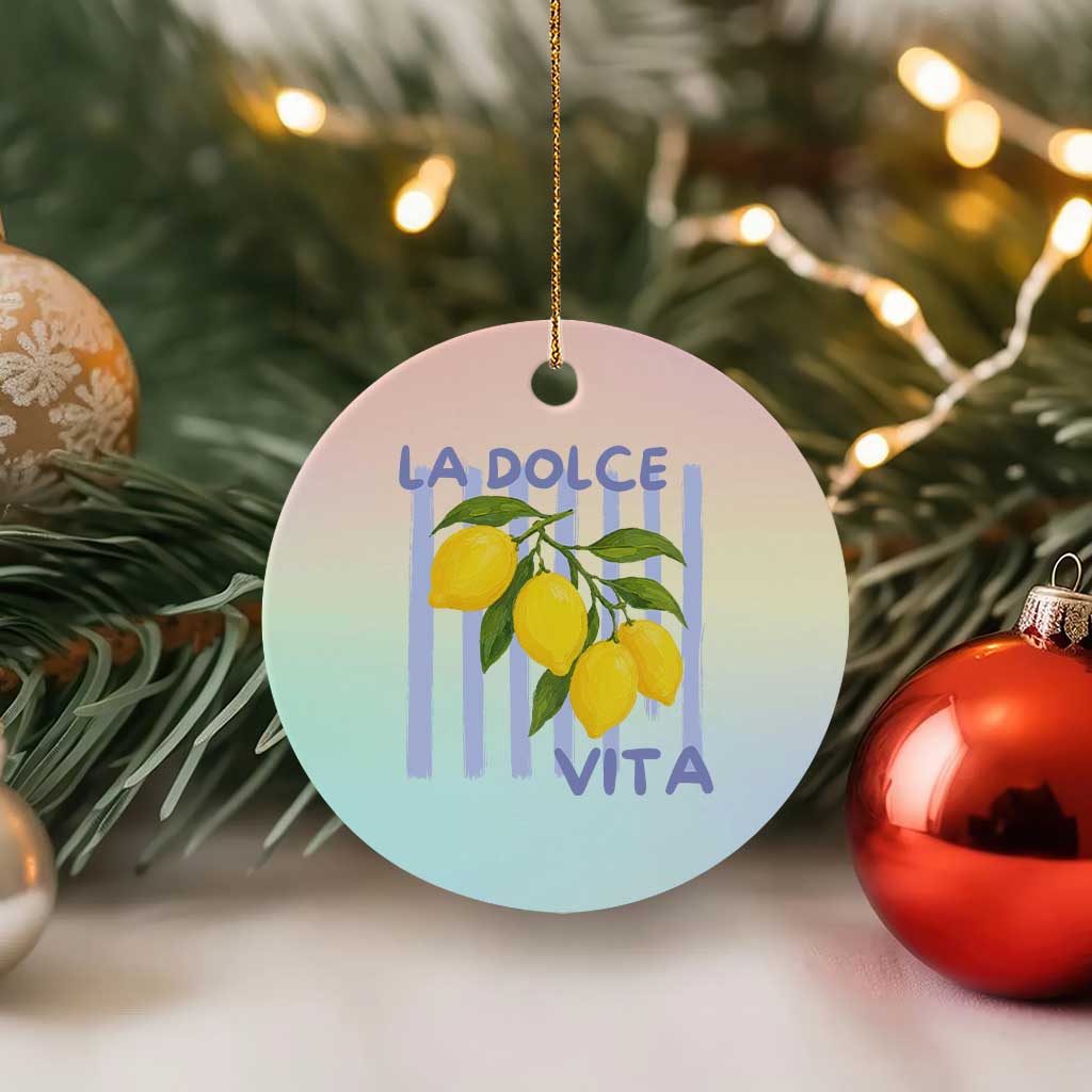 La Dolce Vita Lemon Italian Summer Ceramic Ornament Blue Striped TS11 1pc Pastel Print Your Wear