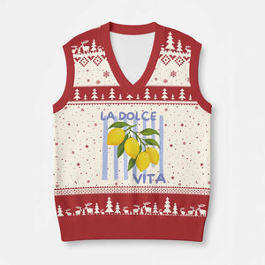 La Dolce Vita Lemon Italian Summer V-Neck Knit Sweater Vest Blue Striped TS11 Beige Red Print Your Wear
