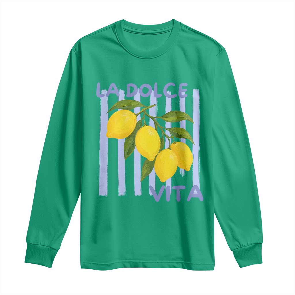 La Dolce Vita Lemon Italian Summer Long Sleeve Shirt Blue Striped TS11 Irish Green Print Your Wear