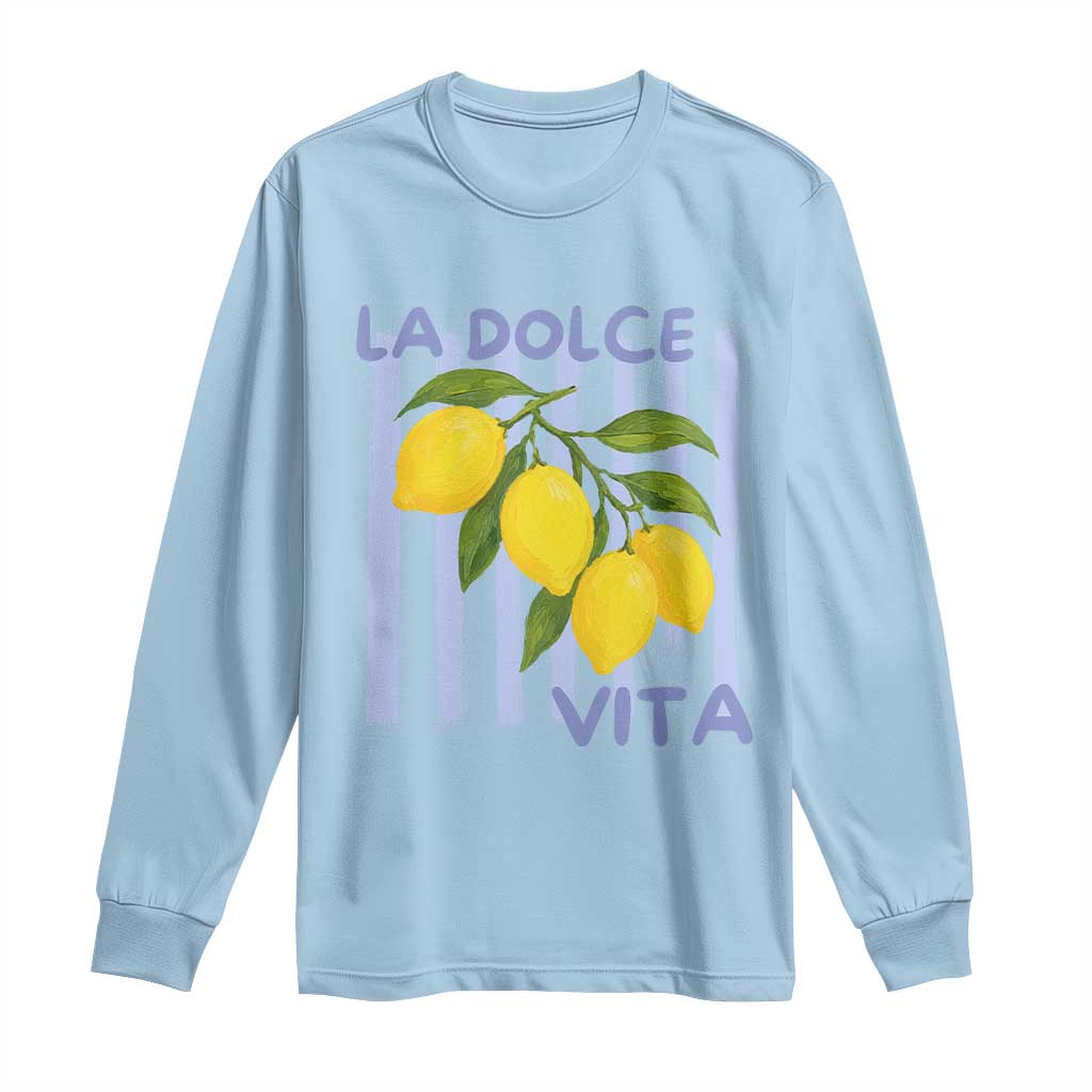 La Dolce Vita Lemon Italian Summer Long Sleeve Shirt Blue Striped TS11 Light Blue Print Your Wear