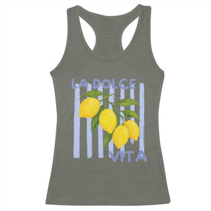 La Dolce Vita Lemon Italian Summer Racerback Tank Top Blue Striped TS11 Military Green Print Your Wear