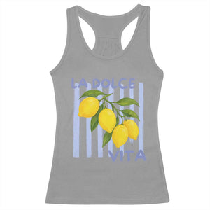 La Dolce Vita Lemon Italian Summer Racerback Tank Top Blue Striped TS11 Sport Gray Print Your Wear