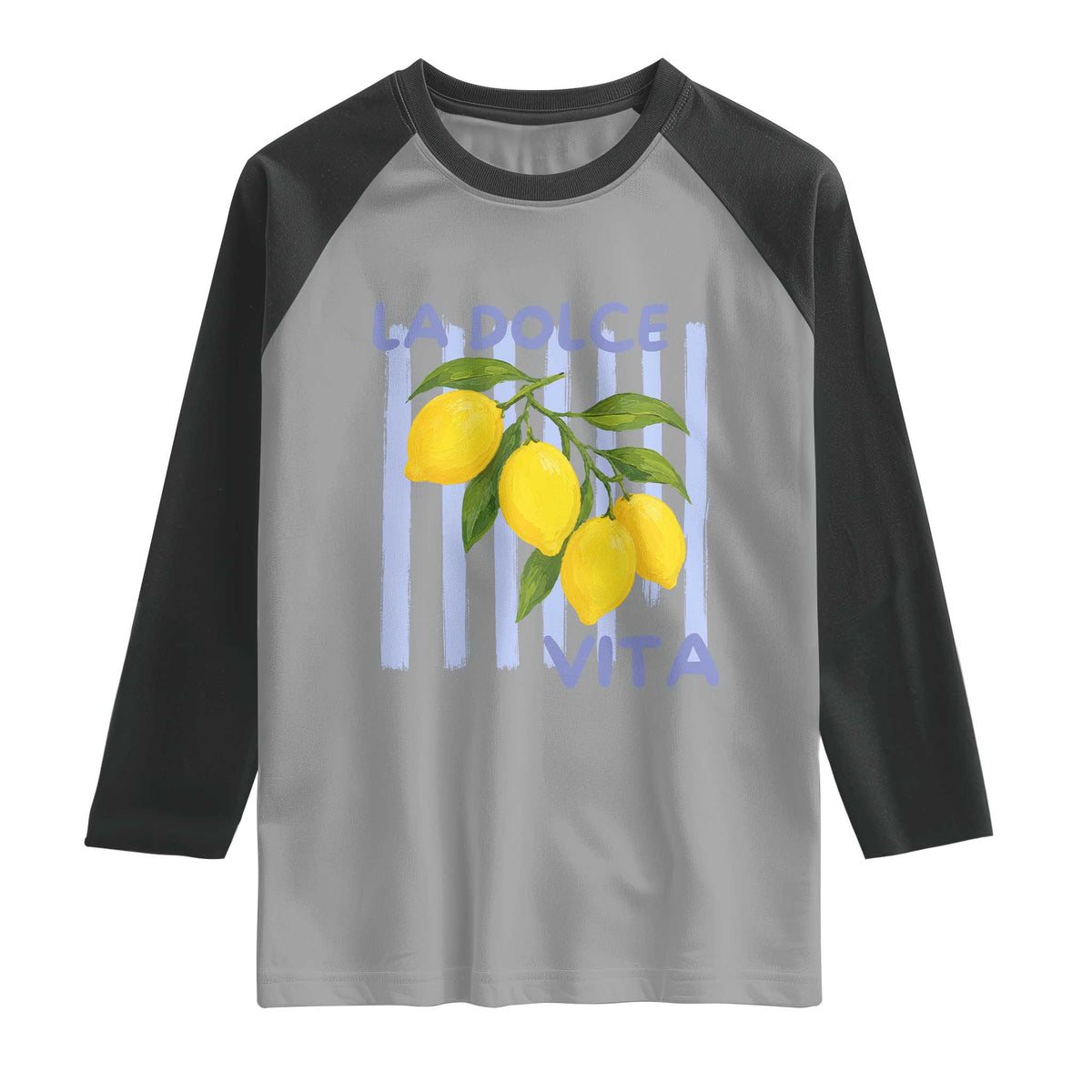 La Dolce Vita Lemon Italian Summer Raglan Shirt Blue Striped TS11 Sport Gray Black Print Your Wear