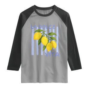 La Dolce Vita Lemon Italian Summer Raglan Shirt Blue Striped TS11 Sport Gray Black Print Your Wear