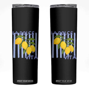 La Dolce Vita Lemon Italian Summer Skinny Tumbler Blue Striped TS11 White Print Your Wear