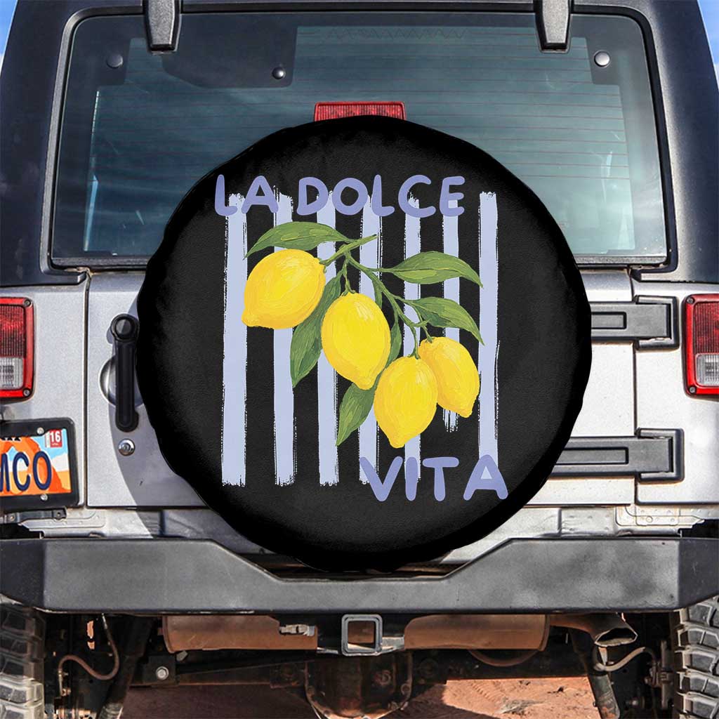 La Dolce Vita Lemon Italian Summer Spare Tire Cover Blue Striped TS11 No hole White Print Your Wear