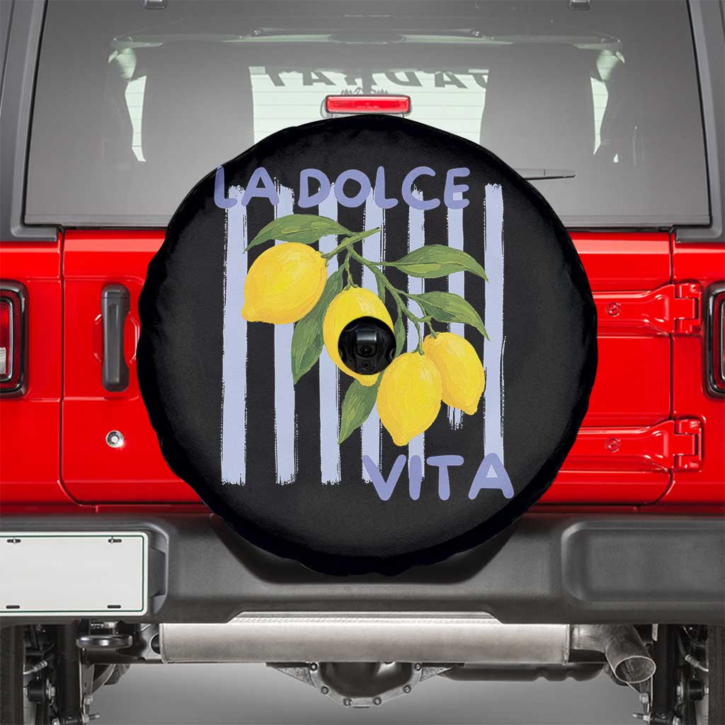 La Dolce Vita Lemon Italian Summer Spare Tire Cover Blue Striped TS11 White Print Your Wear