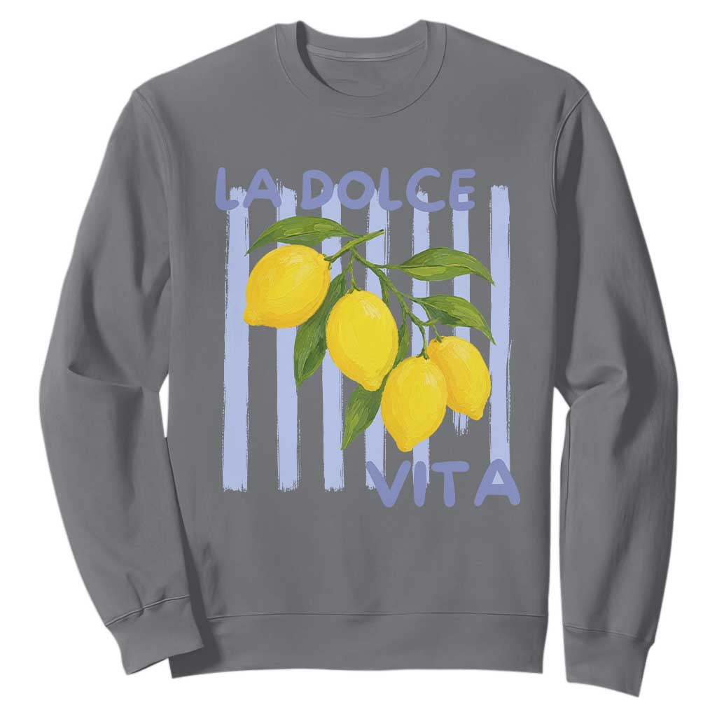 La Dolce Vita Lemon Italian Summer Sweatshirt Blue Striped TS11 Charcoal Print Your Wear