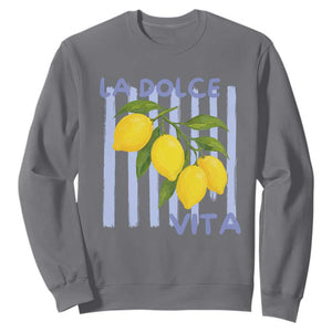 La Dolce Vita Lemon Italian Summer Sweatshirt Blue Striped TS11 Charcoal Print Your Wear