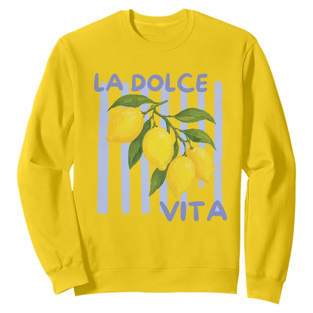 La Dolce Vita Lemon Italian Summer Sweatshirt Blue Striped TS11 Daisy Print Your Wear