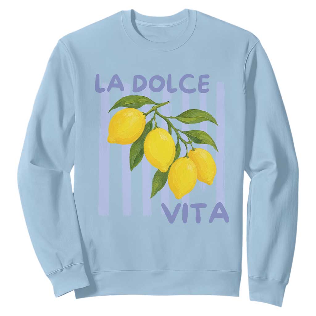 La Dolce Vita Lemon Italian Summer Sweatshirt Blue Striped TS11 Light Blue Print Your Wear