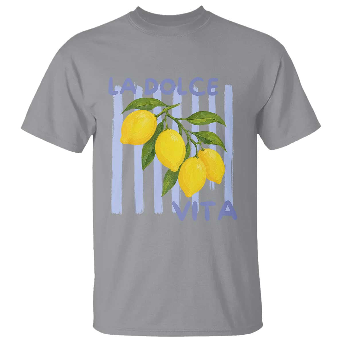 La Dolce Vita Lemon Italian Summer T Shirt Blue Striped TS11 Sport Gray Print Your Wear