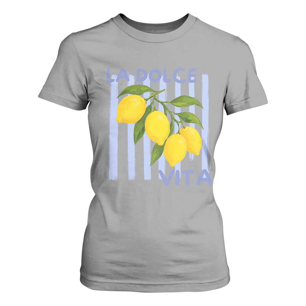 La Dolce Vita Lemon Italian Summer T Shirt For Women Blue Striped TS11 Sport Gray Print Your Wear