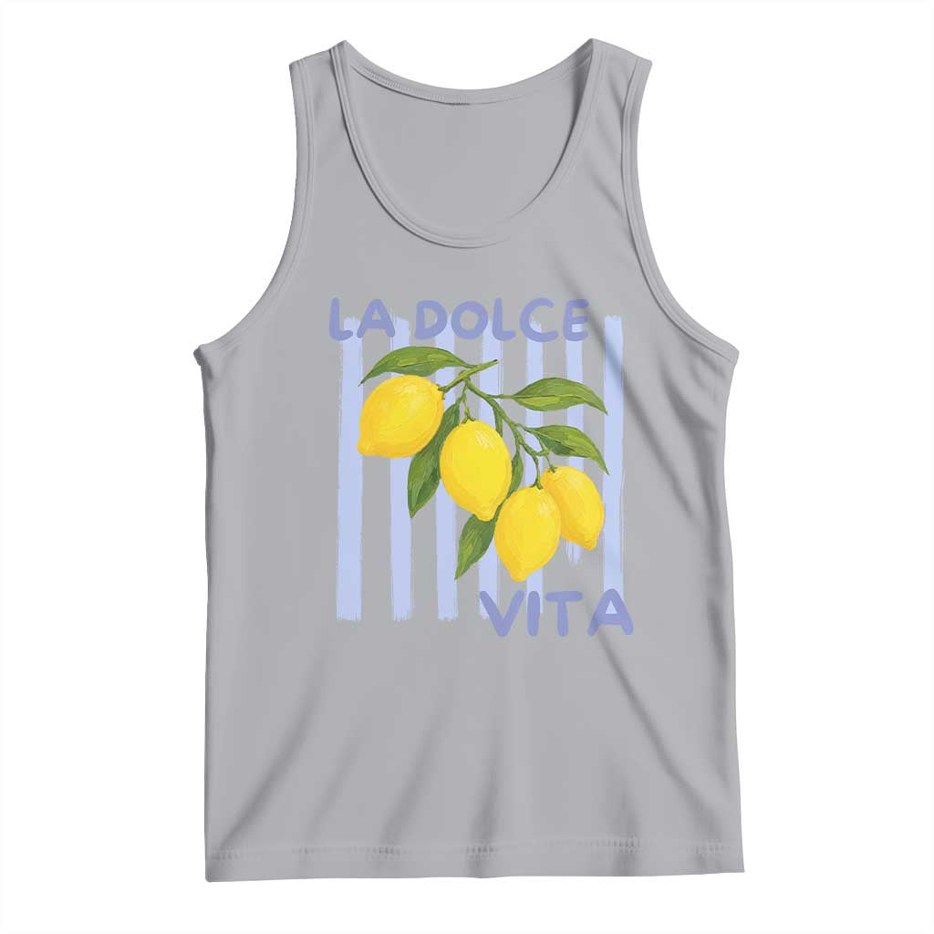 La Dolce Vita Lemon Italian Summer Tank Top Blue Striped TS11 Athletic Heather Print Your Wear