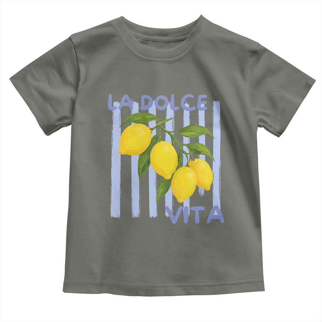 La Dolce Vita Lemon Italian Summer Toddler T Shirt Blue Striped TS11 Military Green Print Your Wear