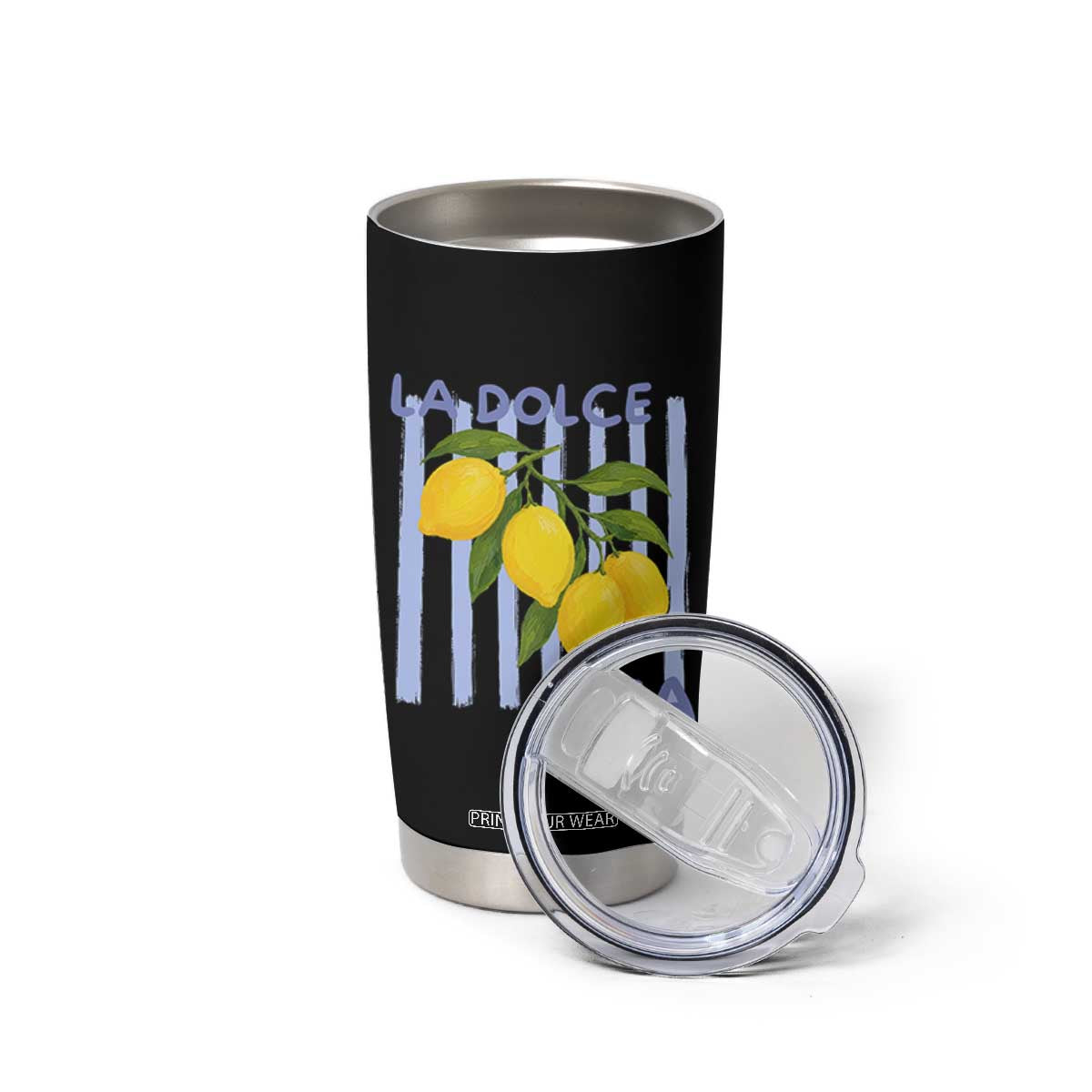 La Dolce Vita Lemon Italian Summer Tumbler Cup Blue Striped TS11 Print Your Wear