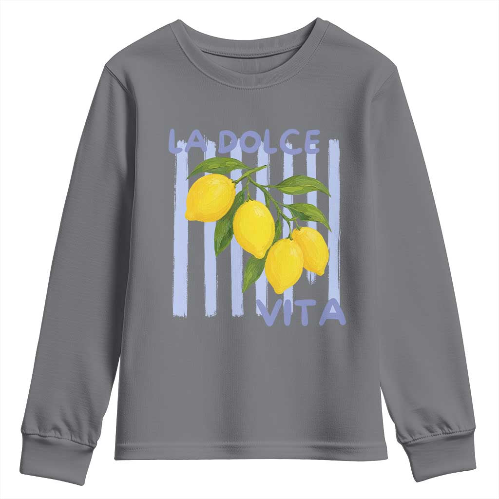 La Dolce Vita Lemon Italian Summer Youth Sweatshirt Blue Striped TS11 Charcoal Print Your Wear