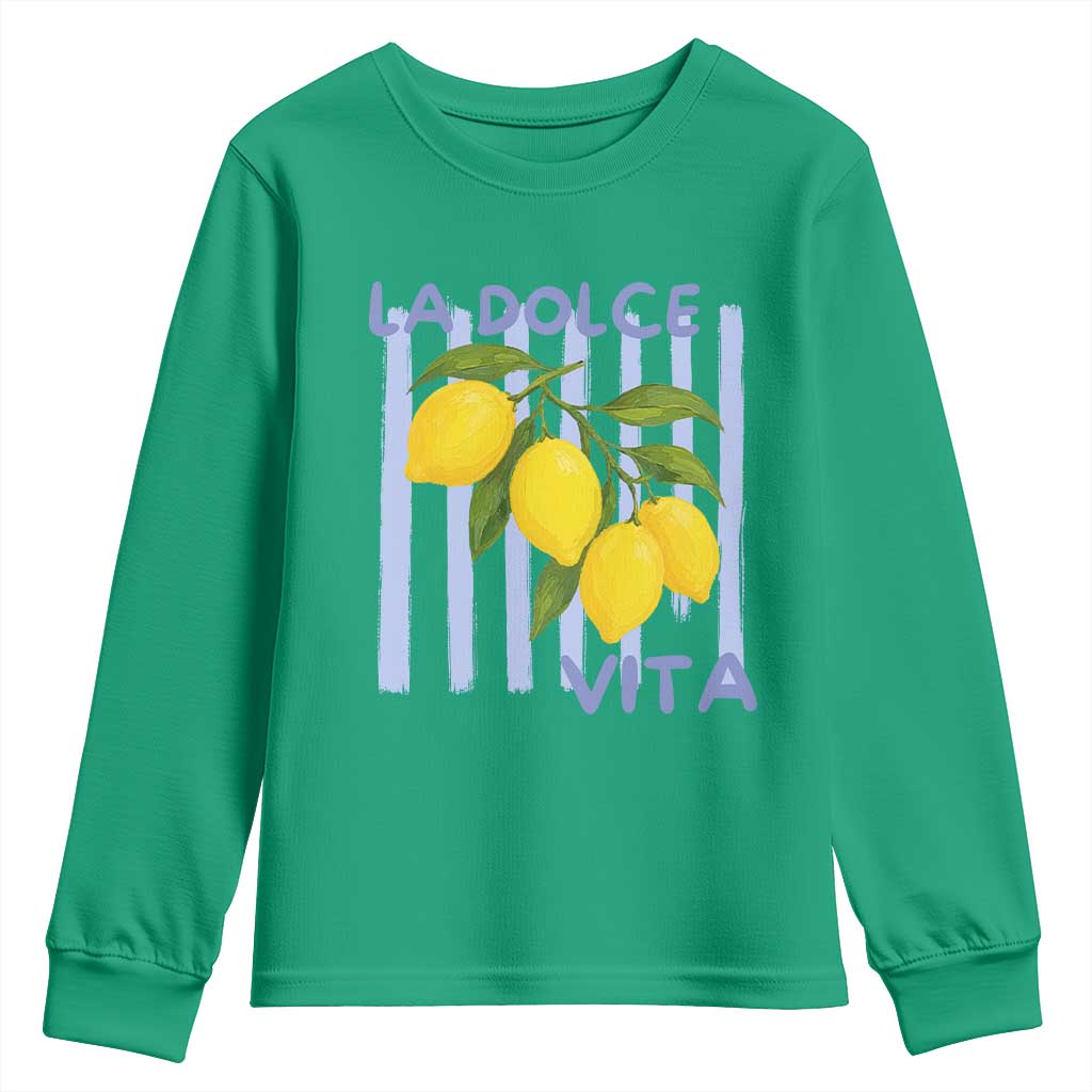La Dolce Vita Lemon Italian Summer Youth Sweatshirt Blue Striped TS11 Irish Green Print Your Wear