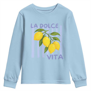 La Dolce Vita Lemon Italian Summer Youth Sweatshirt Blue Striped TS11 Light Blue Print Your Wear