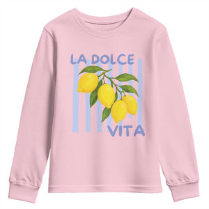 La Dolce Vita Lemon Italian Summer Youth Sweatshirt Blue Striped TS11 Light Pink Print Your Wear